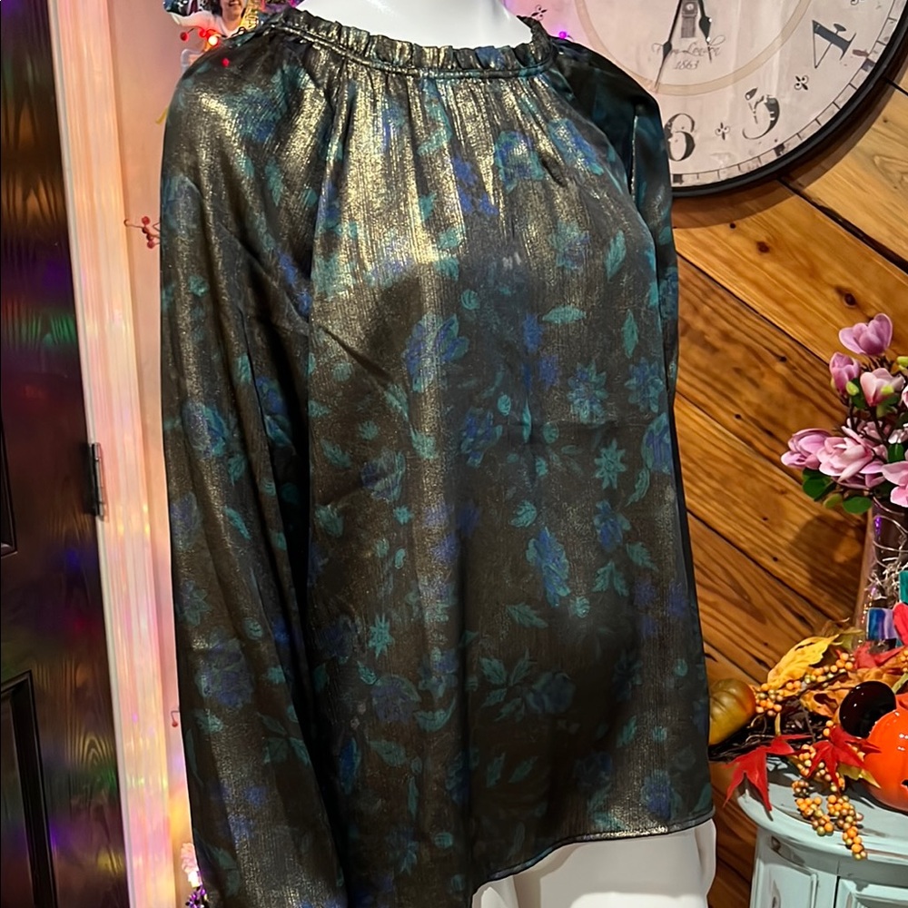 Ann Taylor Metallic Blouse Large NWT #DD